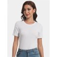 thumbnail image 2 of Women's Crew Neck Ribbed Fitted Shirt Basic Short Sleeves Summer T Shirt Tops, 2 of 7