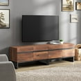 thumbnail image 1 of WAMPAT Modern 2 in 1 TV Stand, Fits Up to 75", Wood Entertainment Center with Storage Cabinets, Metal Base, Living Room Media Console, Brown, 1 of 6