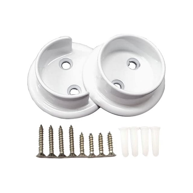 Juego de enchufes para barras de armario QCAA Heavy Duty Metal, 1-3/8 pulgadas, blanco