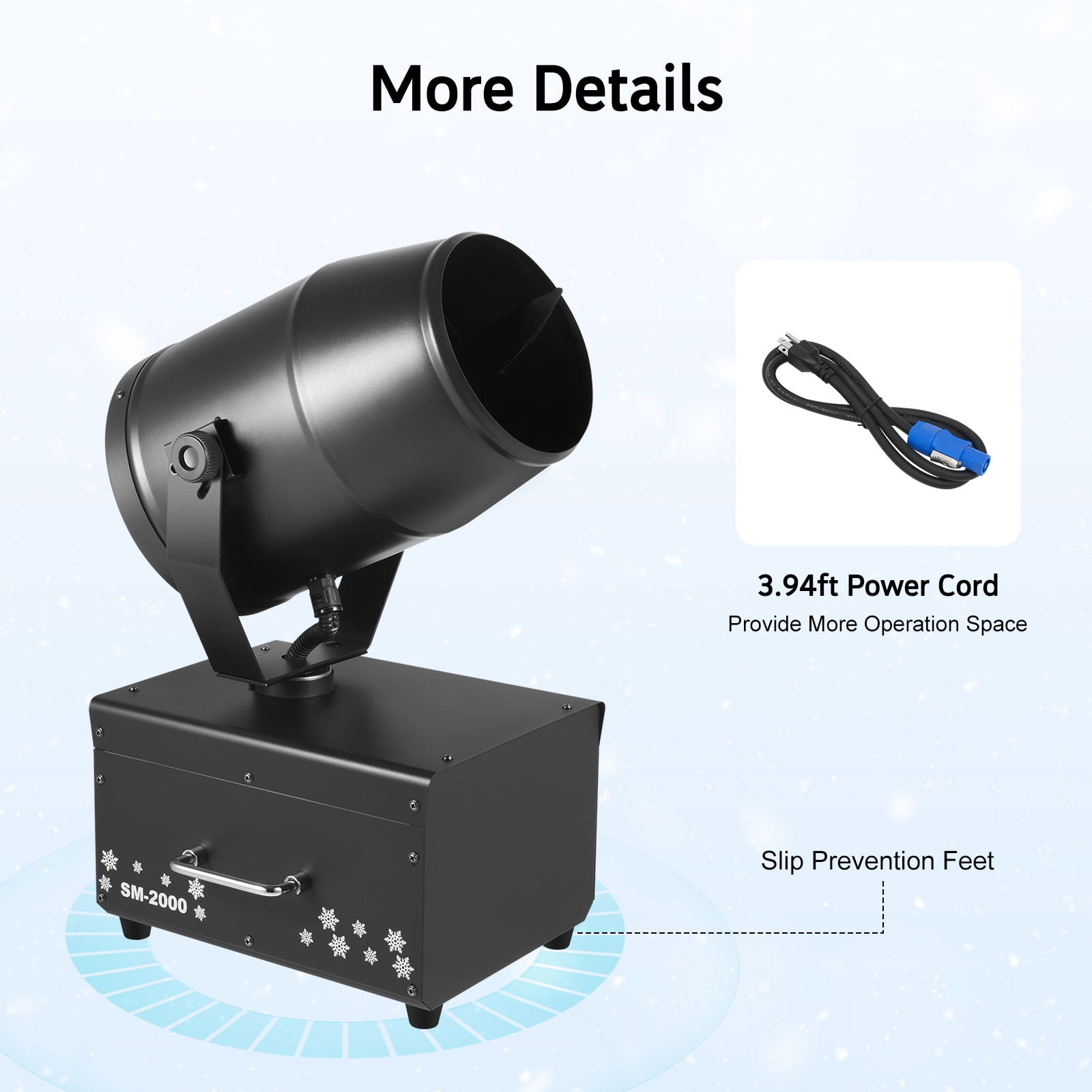 2000W Snow Machine, Shaking Head Jet Foam Machine w/Remote Control, 9.84ft Spraying Distance Manual Indoor/Outdoor Artificial Snow Making Machine for Party Christmas Wedding