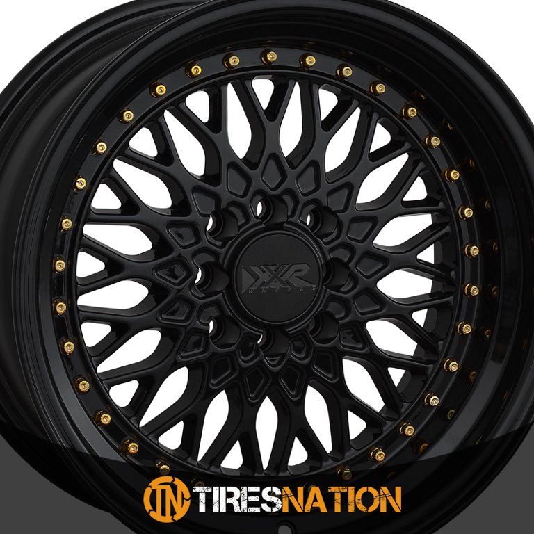 XXR 536 15x8 4x100/4x114.3 0et Black / Gold Rivets Wheel - Walmart.com