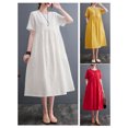 thumbnail image 4 of Women Loose Dress with Pockets Floral Jacquard Short Sleeves Holiday, 4 of 8