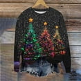 thumbnail image 4 of Ounisa Womens Crewneck Long Sleeve Sweatshirt Fall Winter Fashion Pullover Tops Casual Christmas Tree Lights Santa Claus Gifts Graphic Sweater Clothes Cute Trendy Work Outfits 2025, 4 of 6