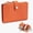 Orange, variant on Women's Vertical Passport Wallet Top Grain Leather Multi-Card Holder Document Organizer, Black