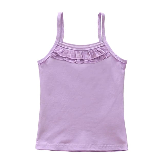 WEIYLL Girls Tank Tops Summer Thin Base Underwear Solid Ruffles Flounce Sleeveless Child Tee Top Clothes for 2-3 Years
