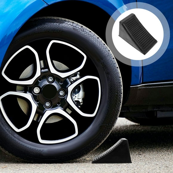 KONTONTY Wheel Stoppers Wheel Chock Rubber Black 1Set Vehicle Stabilization