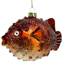 Puffer Fish Ornament – Blown Glass Christmas Tree Coastal Holiday Decoration