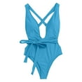thumbnail image 5 of LUOGENLI Plus Size Swimsuit for Women Tummy Control Pink Women One Shoulder Swimsuit Bikini Swimsuit Irregular Solid Color Monokinis Swimsuit Sky Blue Size XXL, 5 of 5