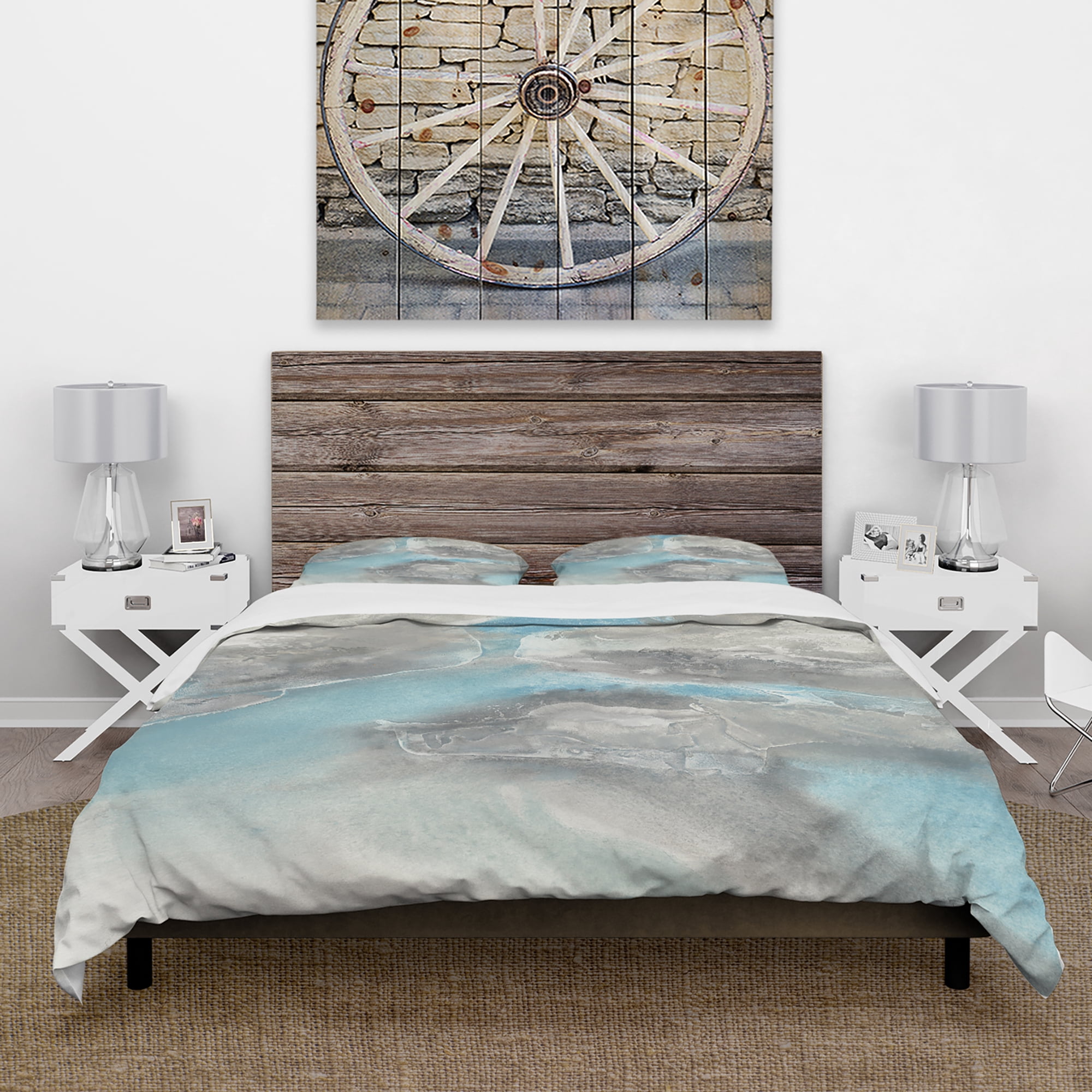 Designart 'Watercolor Minimal Blue Tones II' Cottage Duvet Cover Set
