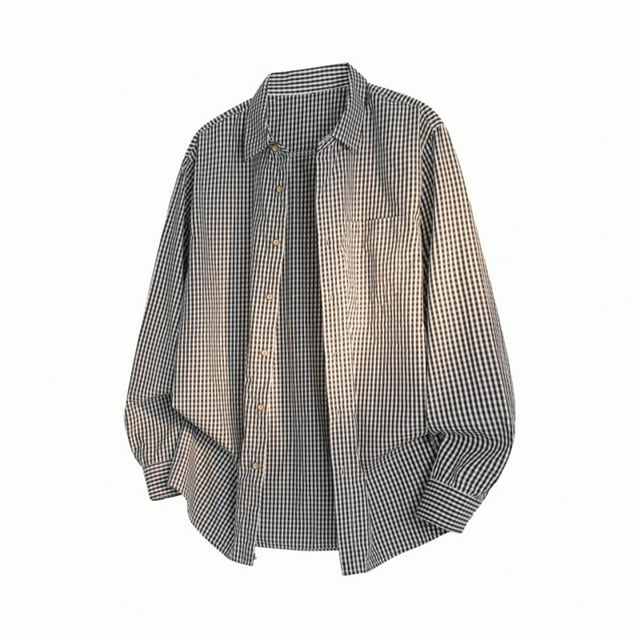 Seeotter Chemises pour Hommes à Manches Longues en Coton à Carreaux Veste Chemise Décontractée à Boutons