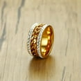 thumbnail image 4 of 11mm Gold Plated Spinner Chain AAA CZ Band Men's Stainless Steel Ring Size 7-12, 4 of 6