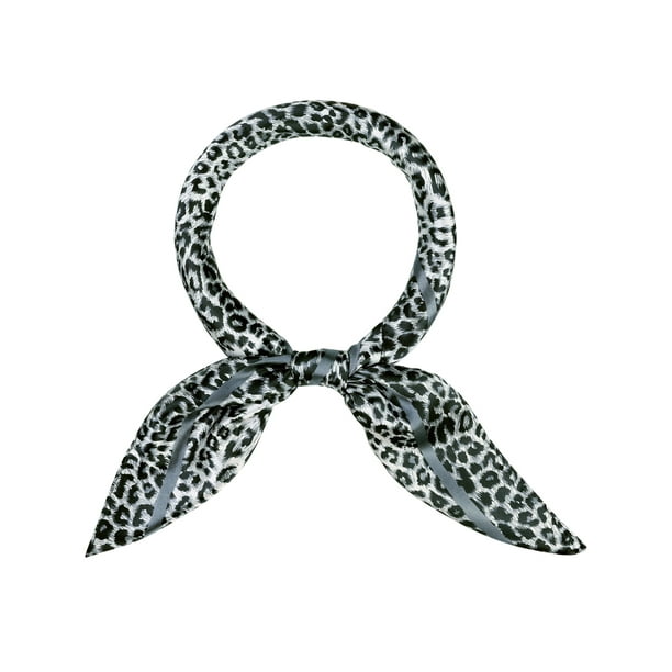 INSPIRAR CHIC Mujeres Leopardo 35" Grandes Pañuelos Cuadrados Chal de Satén Sedoso Bufanda para la Cabeza Pañuelo para el Cuello 90x90cm Gris