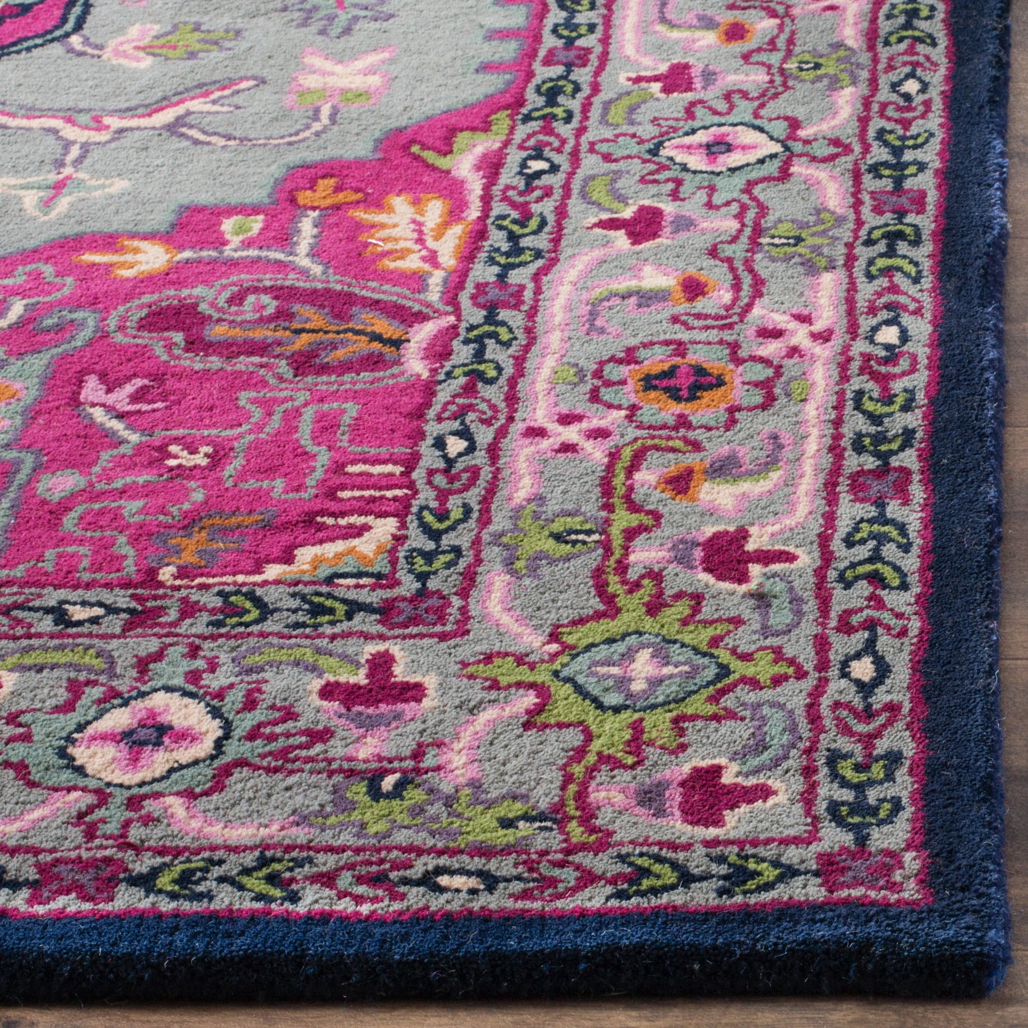 SAFAVIEH Bellagio Charlton Oriental Wool Area Rug, Gray/Pink, 2'6" x 4'