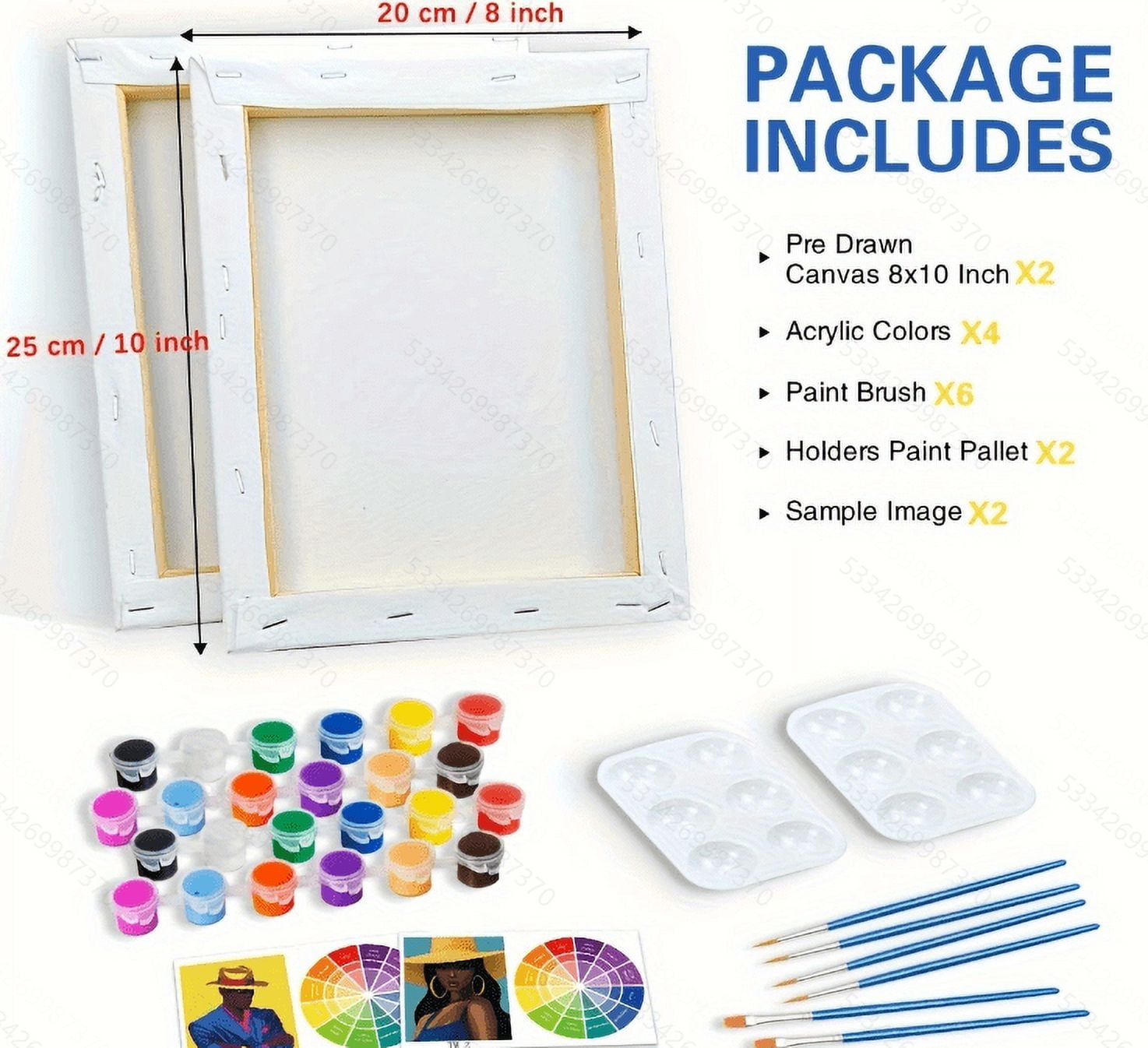 Paint and Sip Kit for Adults with Stand, 8x10 Inch Pre Drawn Stretched Canvas for Painting Your Partner Date Night Valentines Day