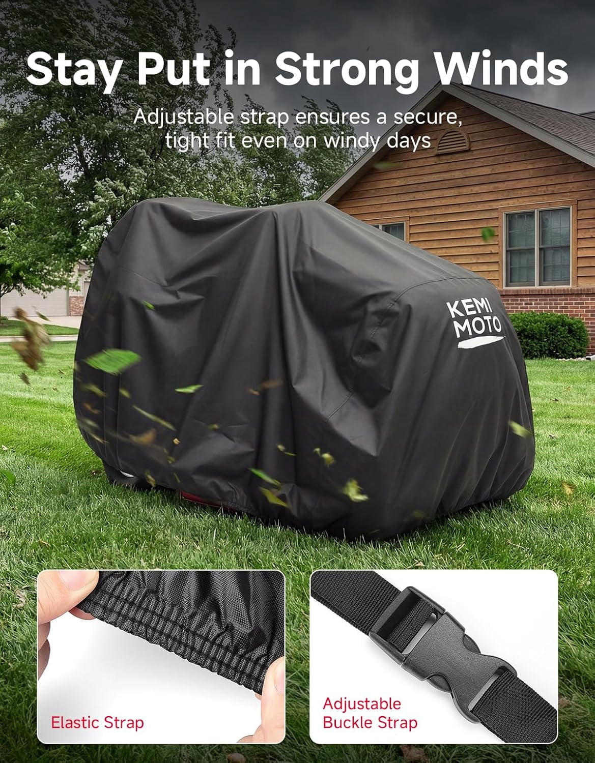 KEMIMOTO Riding Lawn Mower Cover with Windproof Buckle, Universal Fit for Riding Lawnmowers with decks up to 54''，Compatible with John Deere others