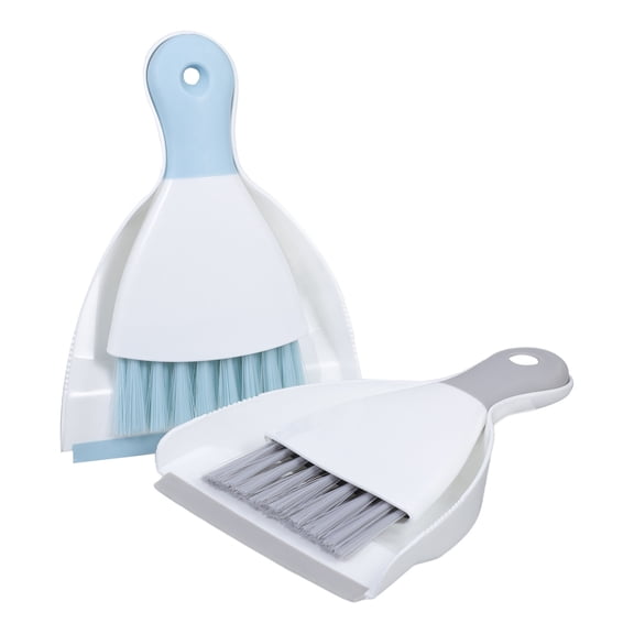 SOPOTUTU 4Pcs Compact Broom and Dustpan Set Assorted Colors for Home and Office