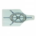 thumbnail image 1 of Nautical Cutting Board, Illustration of a Wooden Ship Wheel over White Backdrop Sail Exploring Ocean Theme, Tempered Glass Cutting and Serving Board, Wine Bottle Shape, Blue White, by Ambesonne, 1 of 1
