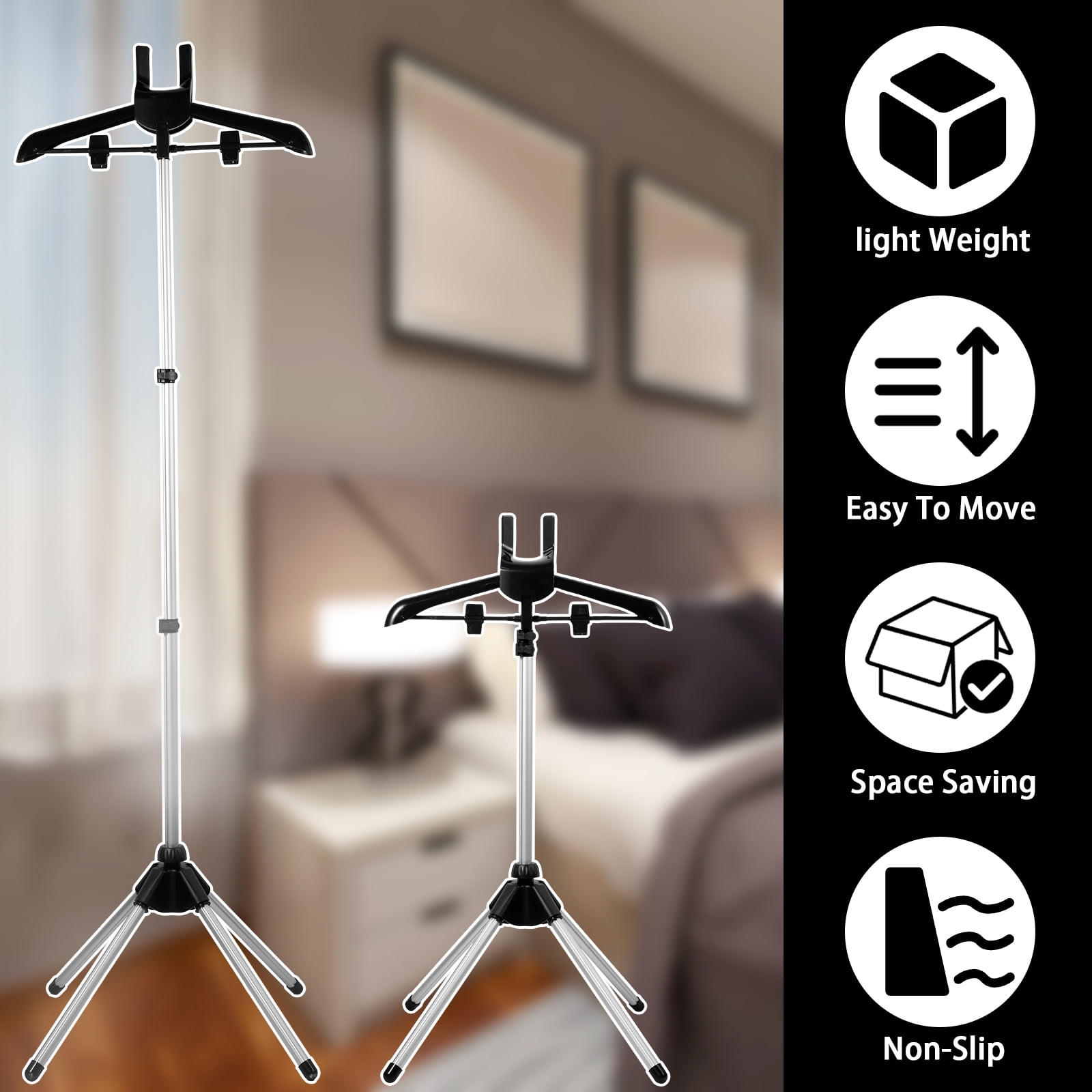Hvxrjkn Steamer Stand Telescopic Garment Steamer Rack Height Adjustable Garment Steamer Clothes Rack Foldable Standing Garment Hanger for Steaming Clothes