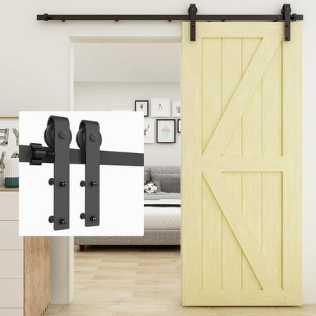 6.6FT Sliding Barn Door Hardware Kit Heavy Duty Sturdy,Easy to install
