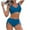 Blue, variant on Swimsuits for Women,Women Two Piece Soild Backless Halter Beach Bikini Swimwear Set Black 6(M)