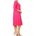 thumbnail image 3 of MOA Collection Plus Size Women's 3/4 Sleeves solid dress, 3 of 4