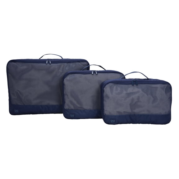 The Home Edit Expandable Zippered Travel 3 Piece Packing Cubes, Navy