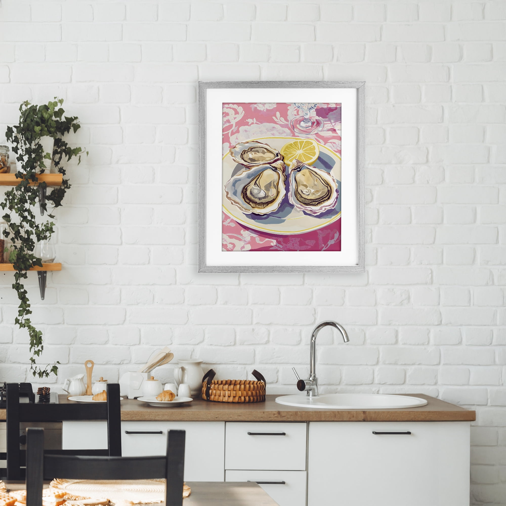 Stupell Industries Plated Oysters & Lemons Gray Framed Print Under Glass, design by The Prints Vibe