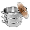 thumbnail image 3 of SOGA 3-Tier 32cm Stainless Steel Food Steamer – Stackable Vegetable & Dim Sum Pot, 3 of 8