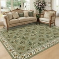 thumbnail image 4 of FairOnly 5'x7'Modern Farmhouse Washable Area Rug Pastoral Floral Non Slip Stain Resistant Mat for Bedroom Living Room Kitchen，Green, 4 of 7