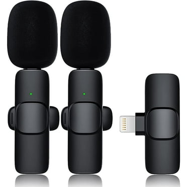 Wireless Lavalier Lapel Microphone for iPhone iPad,Mini Recording Phone Mic for Live Stream,for Video Recording,Interview,TikTok,Facebook Live,YouTube,Clip-on Plug & Play Auto-sync