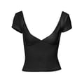 thumbnail image 4 of Birdeem Womens Sexy Low Cut V-Neck Solid Short Sleeve Top, 4 of 7