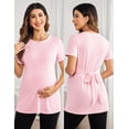 thumbnail image 3 of Ekouaer Maternity Tops Short Sleeve Pregnancy Shirts Tee Tunic Casual T Shirt Ribbed Knit Pregnant Clothes Wine Red M Fuchsia S, 3 of 6