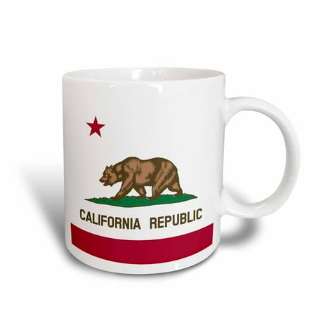 Us 1 California 3dRose Flag of California Republic - US American state - United States of America - The Bear Flag white red, Ceramic Mug, 15-ounce ()