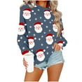 thumbnail image 3 of qucoqpe Christmas Pullovers for Women 2025 Fall Winter Fashion Santa Claus Printed Crewneck Long Sleeve Oversized Sweatshirts Tops All Season Outfits, 3 of 5