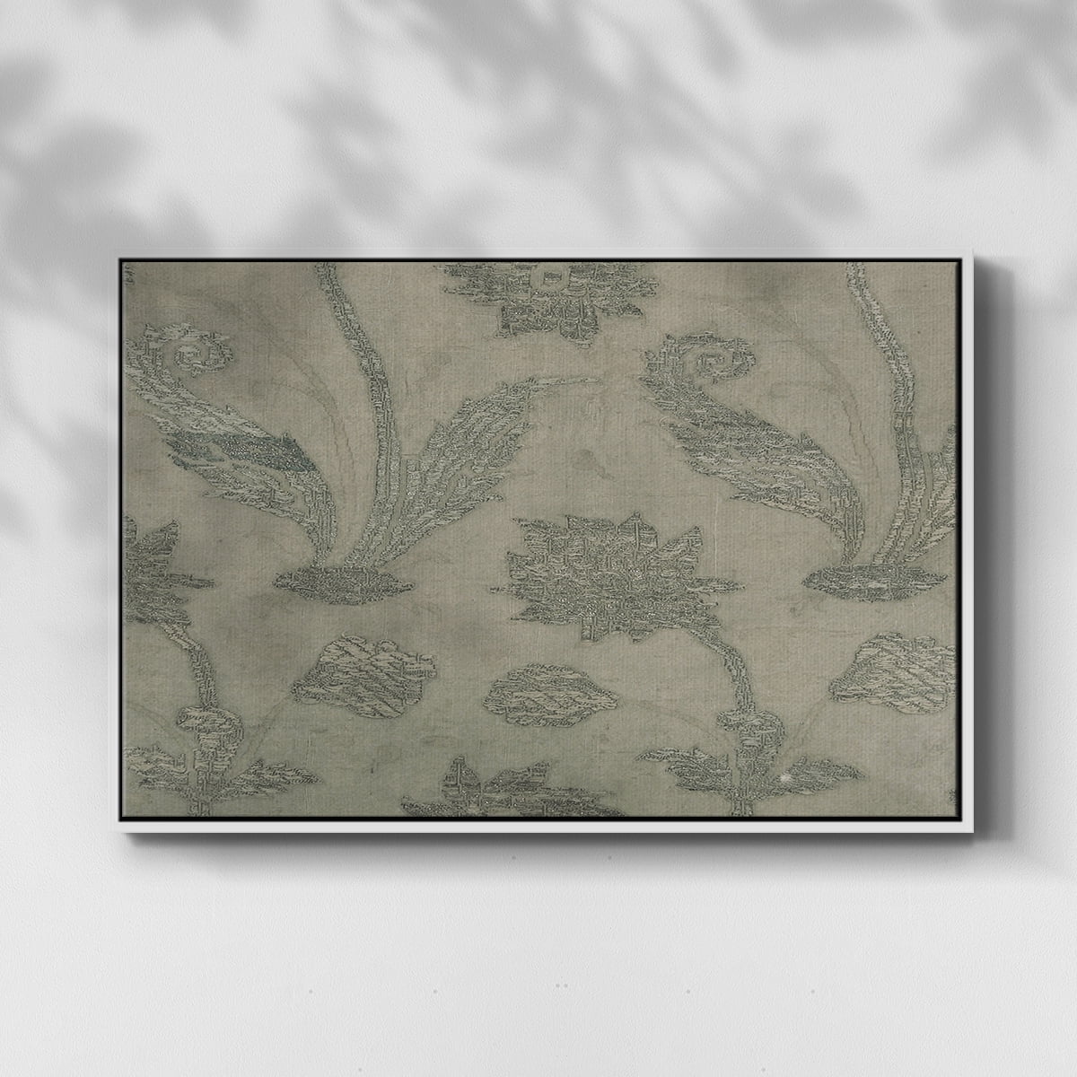 Vintage Abstract Print-XV Framed in White Wood Gallery Wrapped Canvas 27 in. x 41 in.