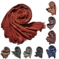 thumbnail image 4 of Xfvqtps Scarf for Womens Long Solid Color Wrinkle Tassels Vintage Lightweight Breathable Sunscreen Flax Shawl Red, 4 of 4