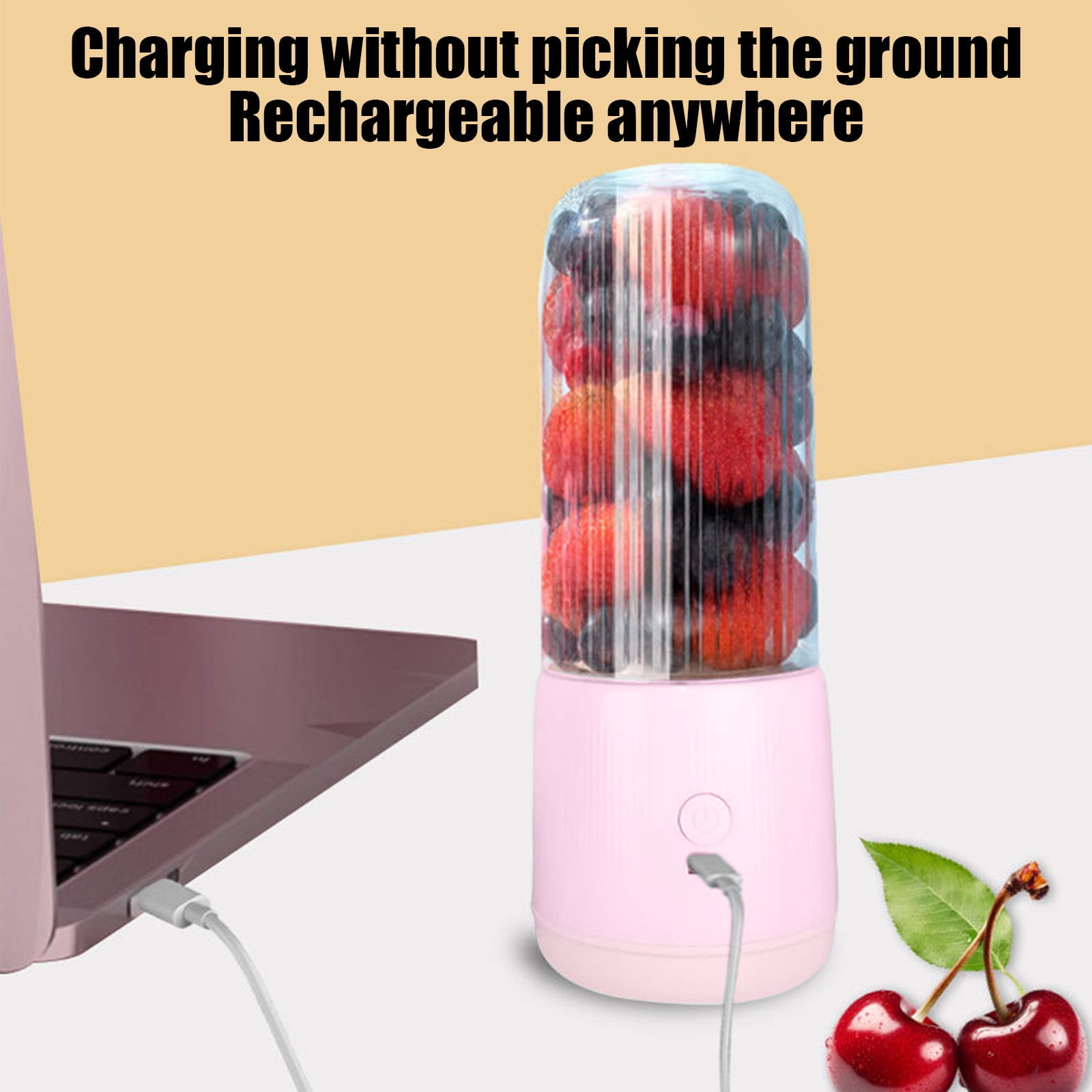 Lunxisen 4 pcs Portable Blender Small Smoothie & Shake Maker, Personal Blender, Rechargeable Mini Mixer with Extra Lid for Travel, Office, Gym