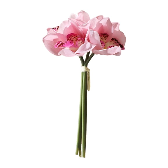 bestolf 4 Bundles Artificial Phalaenopsis Flower Real Touch Large Fake Orchids Flowers Stem for Vase Home Wedding Party Decor (Light Pink)