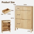 thumbnail image 4 of Fluted Shoe Storage Cabinet with 2 Storage Drawers & 2 Flip Drawers, Modern Narrow Shoe Organizer Cabinet with Adjustable Shelf for Entryway, Hallway, Front Door Entrance, Oak Natural, 4 of 6