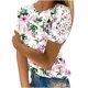 thumbnail image 1 of Mujeres Causal Mangas Cortas Cómodo Encaje Cuello Redondo Estampado Blusa Pullover Tops Camisa OAVQHLG3B Store lin121212, 1 of 5