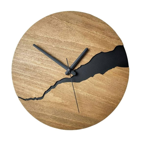 Jesscasday Multipurpose Wood Wall Clock with Cracked Pattern Enhances Any Interior Decors
