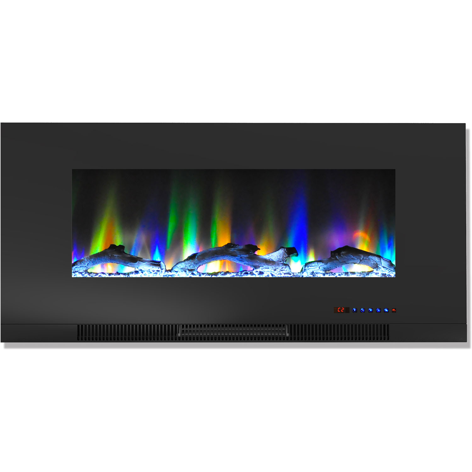Cambridge 42" Wall-Mount Electric Fireplace Heater with Multi-Color LED Flames and Driftwood Log Display - image 4 of 14
