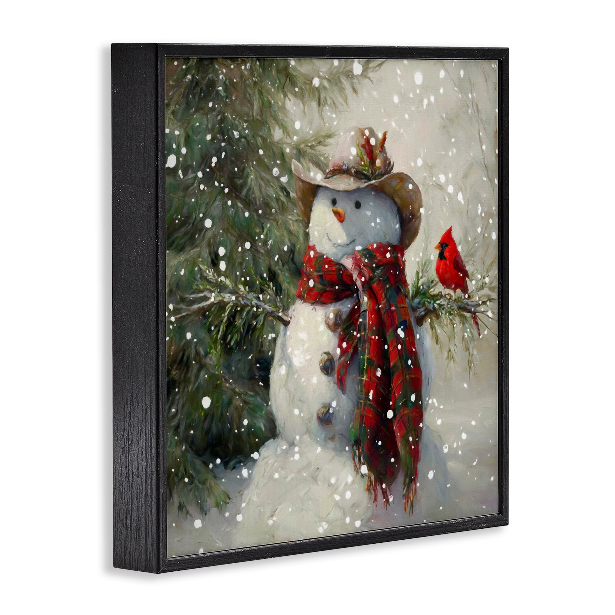 Stupell Industries Cowboy Snowman & Cardinal Black Framed Giclee Art, design by Tina LeCour