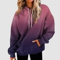 thumbnail image 2 of kamemir Crew Neck Sweatshirts Women Hoodies for Women 2024 Trendy Gradient Print Oversized Sweatshirt Casual Drawstring Hooded Pullover with Pocket(Light Purple,S), 2 of 5