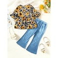thumbnail image 4 of 4T Baby Girls Clothes 4T Girls 2PCS Denim Outfits Set Sunflower Print Toddler Girls Long Sleeve Top Denim Pants Set Black, 4 of 8