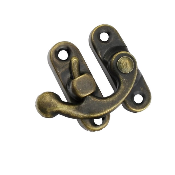 Kenally Candado antiguo Cerradura de gancho de hierro Cerradura de seguridad Oculto Capturas Decoración Joyero Muebles Accesorios de hardware Herramientas y ferretería Gancho derecho de bronce