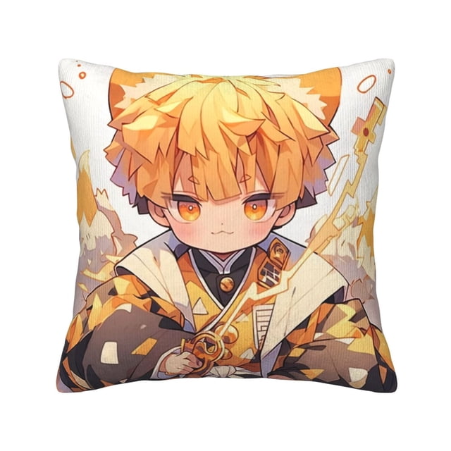 Funda de cojín de pana suave Demon Slayer, 18 x 18 pulgadas, funda de almohada decorativa para sofá, dormitorio, cama, silla y sala de estar
