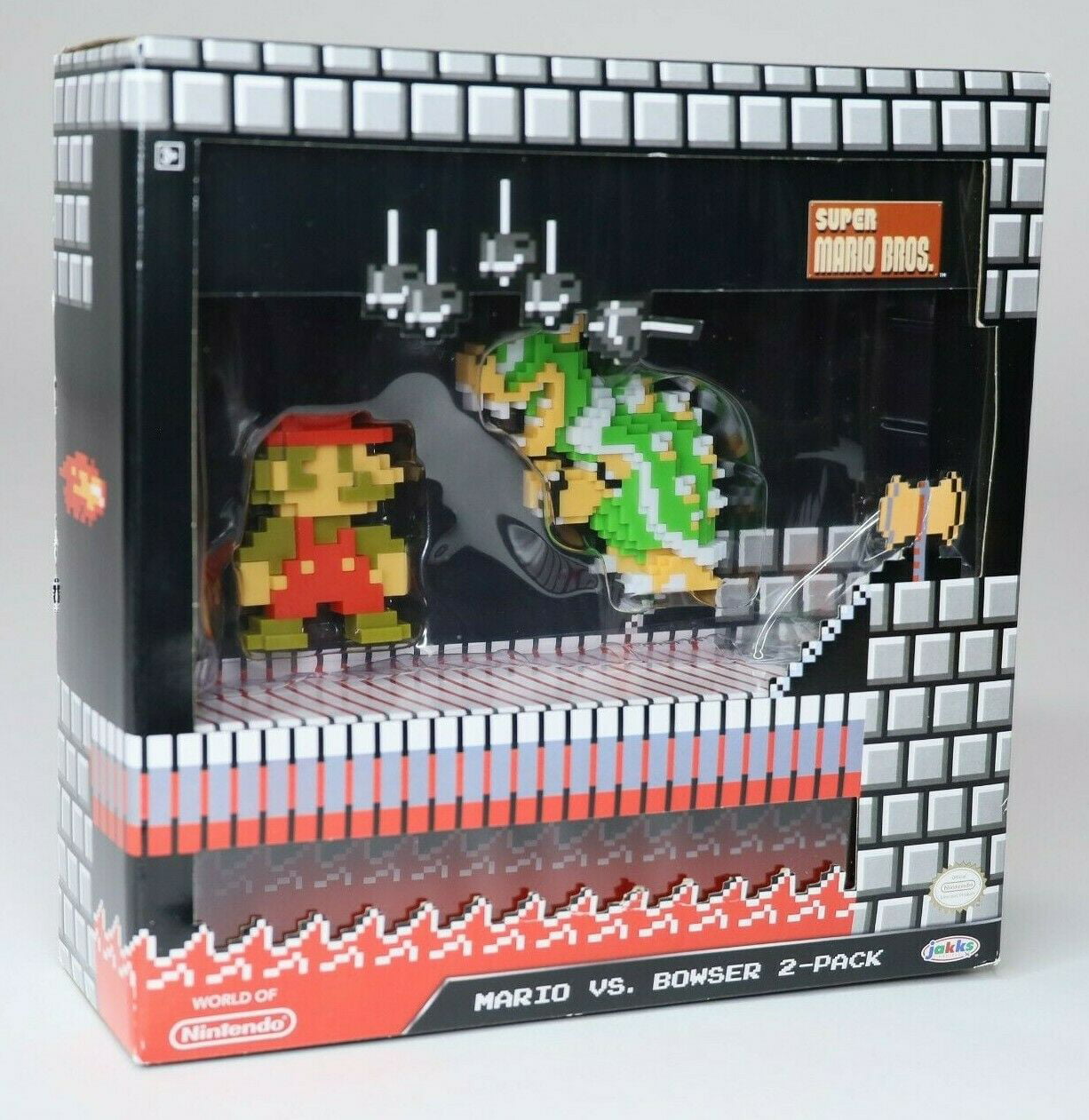 Jakks Pacific World Nintendo 2.5 Inch Super Mario Vs Bowser 8-Bit Diorama Figure -