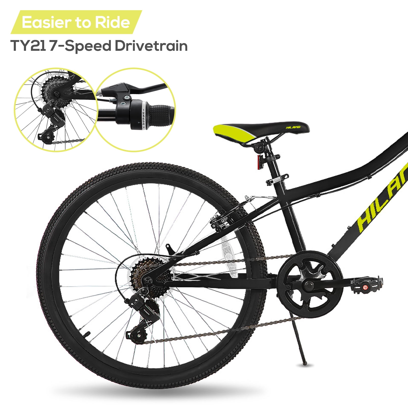 Hiland 24 Inch Mountain Bike, Front Suspension Fork Bicycles for Adults Multiple Colors