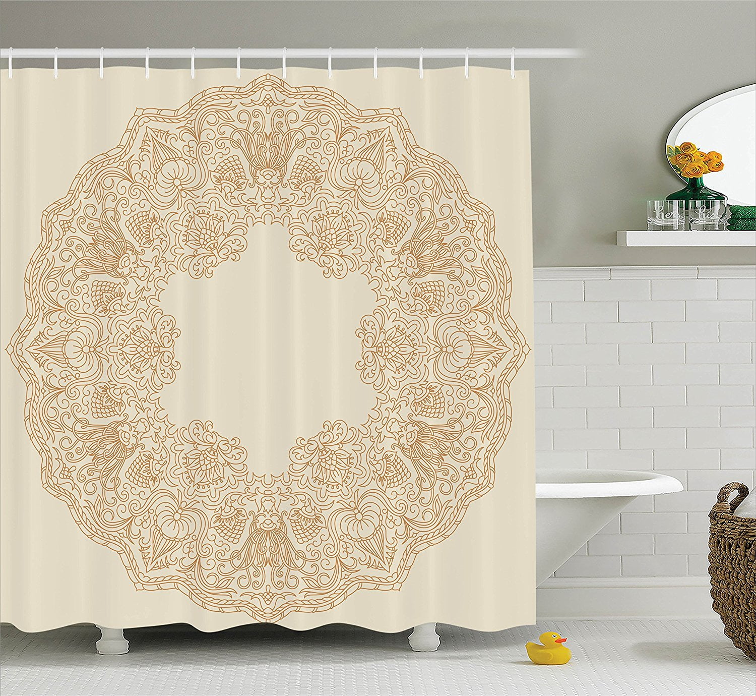 Bathroom Accessories Turquoise Ambesonne Turquoise Decor Shower Curtain Set llustration of Floral Victorian Style Curvy Lines Wave Water Butterfly Pattern Design 75 Inches Long
